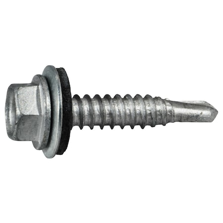 Midwest Fastener Self-Drilling Screw, #14 x 1-1/4 in, Silver Ruspert Steel Flange Hex Head External Hex Drive 53824